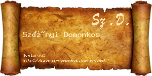 Szőnyi Domonkos névjegykártya