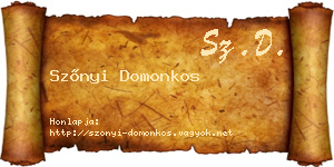 Szőnyi Domonkos névjegykártya